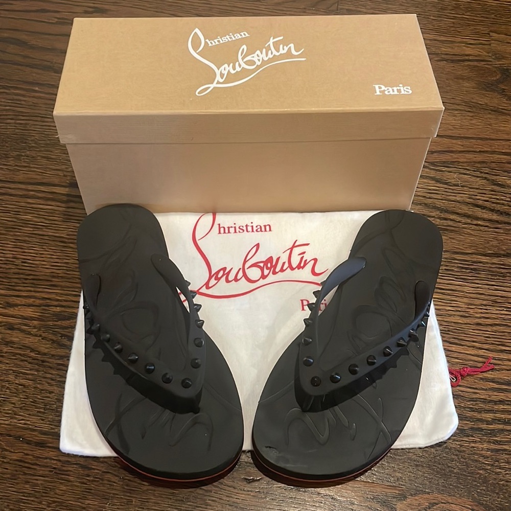 Women Christian Louboutin Loubi Spike Flip Flop 39